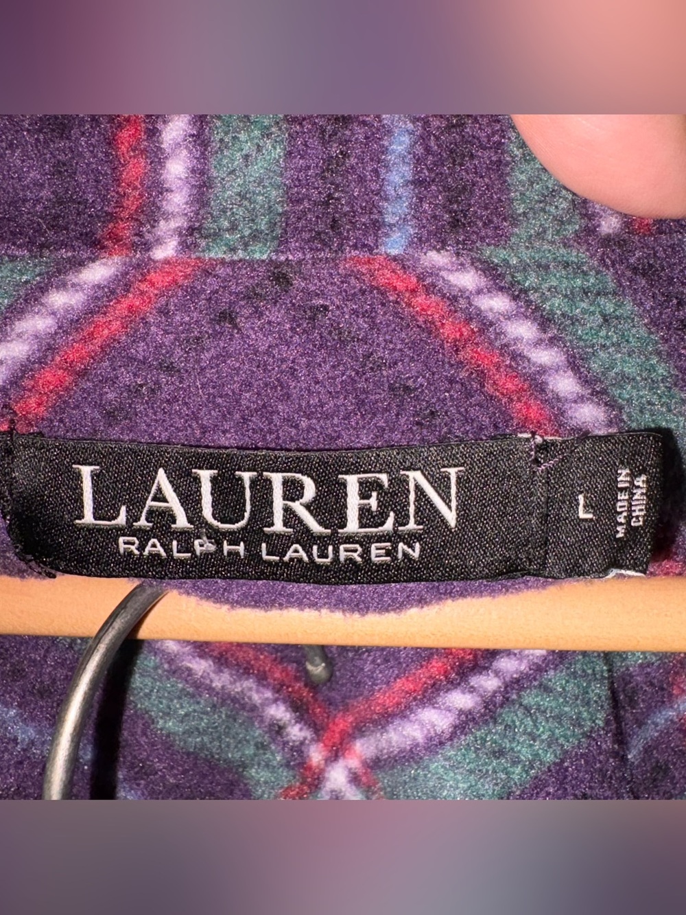 Lauren Ralph Lauren Women Plaid Pajama Set Sleepwear Womens L Purple Flannel - Picture 3 of 7